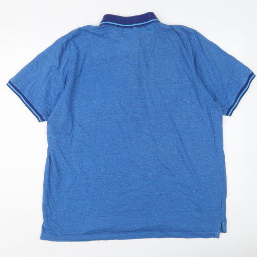Pierre Cardin Mens Blue Cotton Polo Size 3XL Collared Button