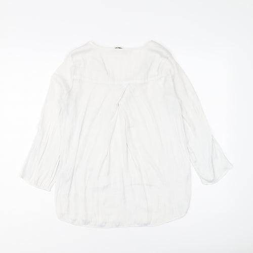 Stradivarius Womens White Polyester Basic Blouse Size XS V-Neck
