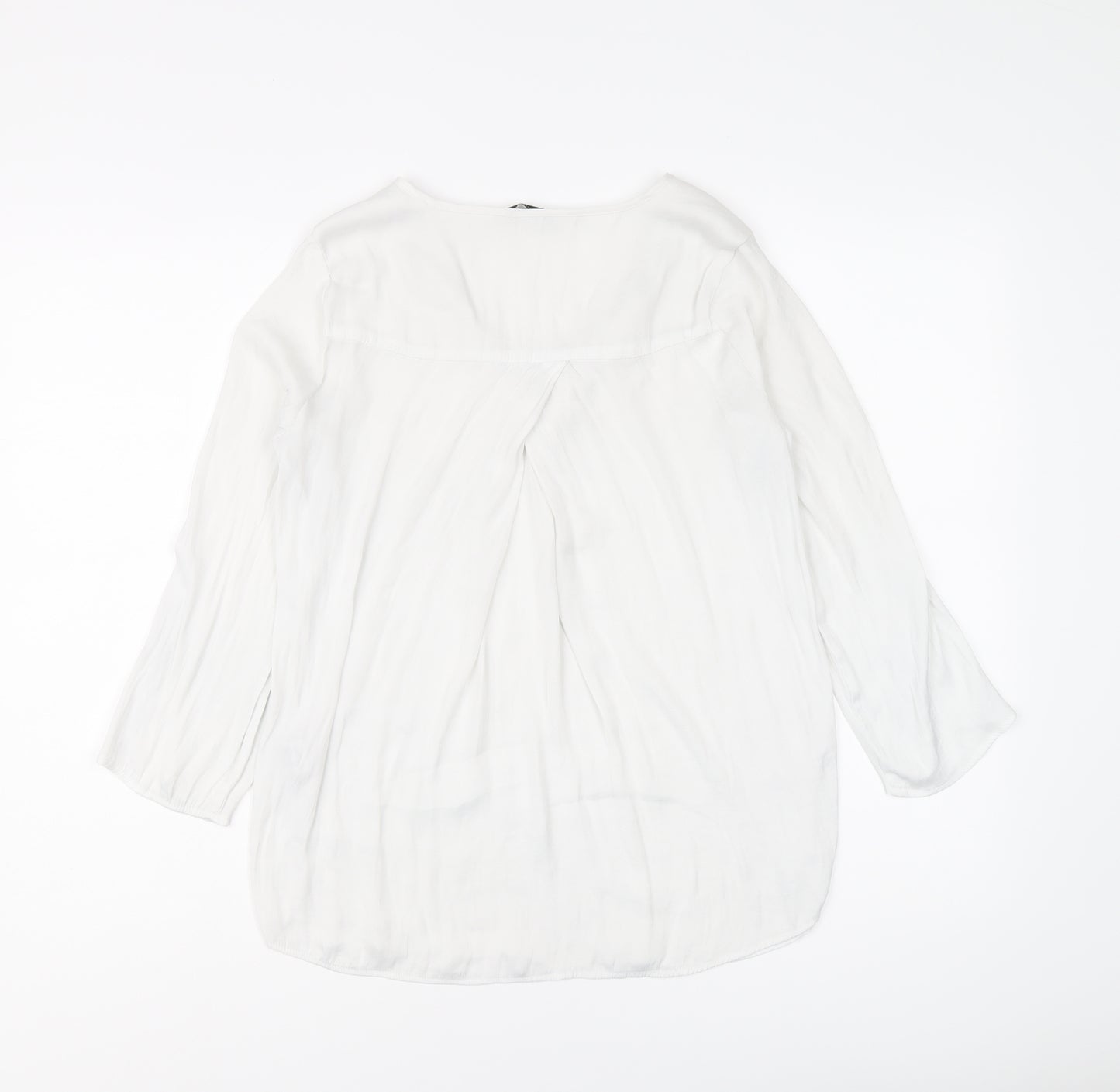 Stradivarius Womens White Polyester Basic Blouse Size XS V-Neck