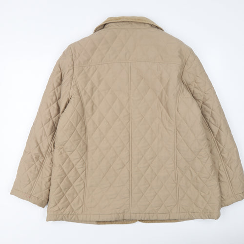 Classic Womens Beige Quilted Jacket Size 18 Snap