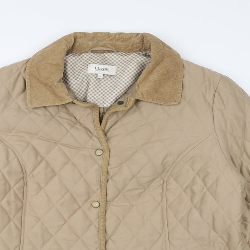Classic Womens Beige Quilted Jacket Size 18 Snap