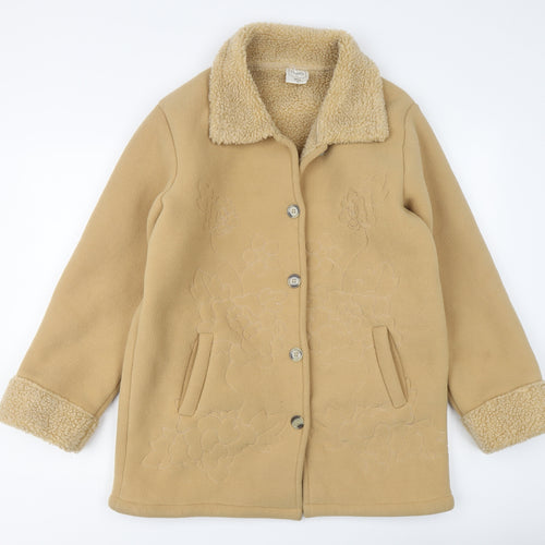 Classics Womens Beige Overcoat Coat Size 12 Button