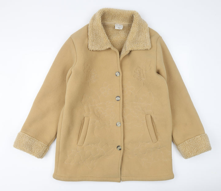 Classics Womens Beige Overcoat Coat Size 12 Button