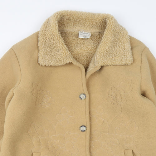 Classics Womens Beige Overcoat Coat Size 12 Button