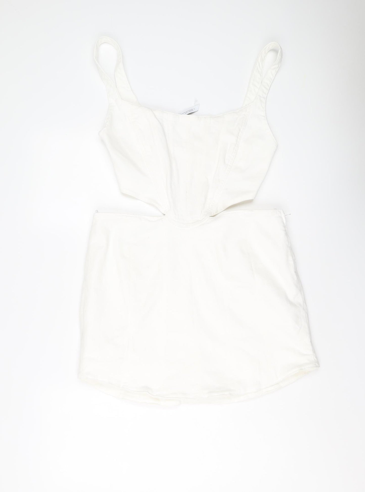Zara Womens White Cotton Mini Size XL Scoop Neck Zip