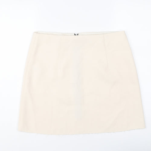 Topshop Womens Beige Polyester A-Line Skirt Size 14 Zip