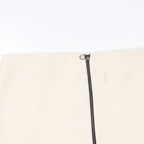 Topshop Womens Beige Polyester A-Line Skirt Size 14 Zip