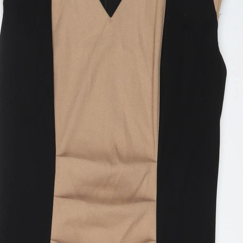 Phase Eight Womens Black Colourblock Polyester Pencil Dress Size 14 V-Neck Zip