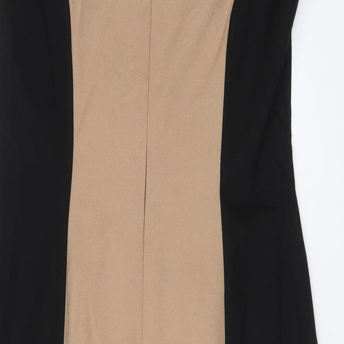 Phase Eight Womens Black Colourblock Polyester Pencil Dress Size 14 V-Neck Zip