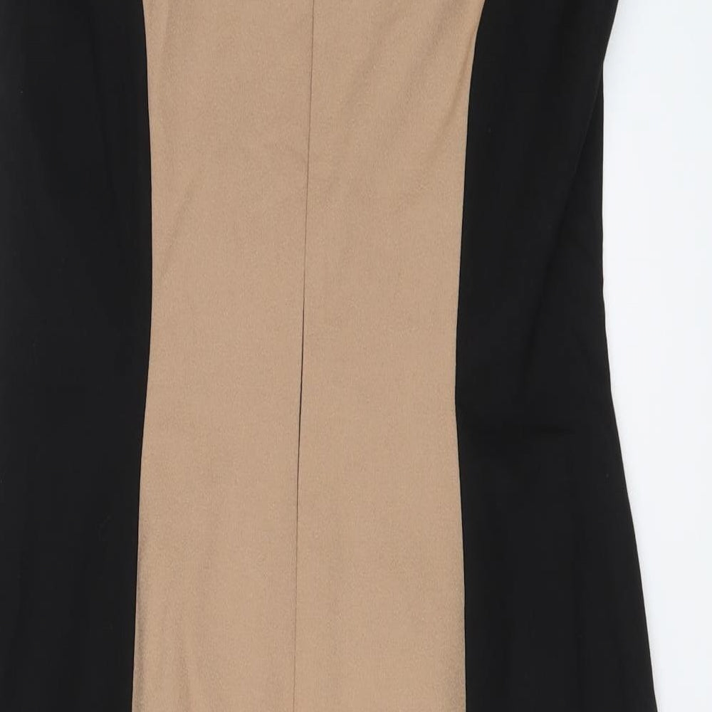Phase Eight Womens Black Colourblock Polyester Pencil Dress Size 14 V-Neck Zip