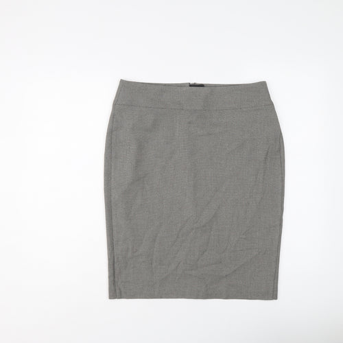 Marks and Spencer Womens Grey Polyester A-Line Skirt Size 12 Zip