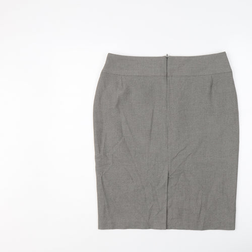 Marks and Spencer Womens Grey Polyester A-Line Skirt Size 12 Zip