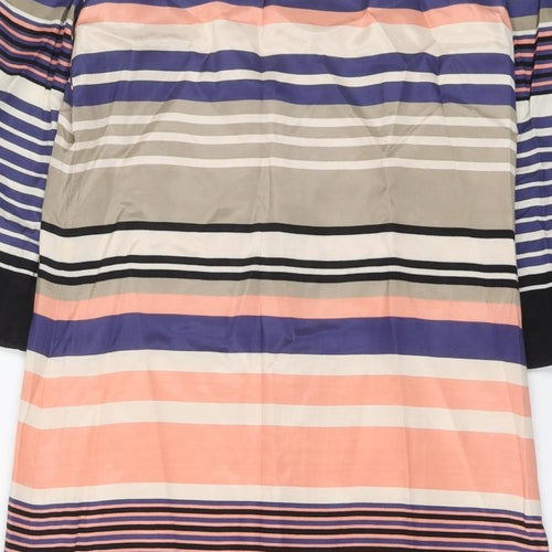 Monsoon Womens Multicoloured Striped Viscose A-Line Size 12 Boat Neck Button