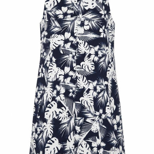 Pull&Bear Womens Blue Floral Polyester Shift Size M Round Neck Zip
