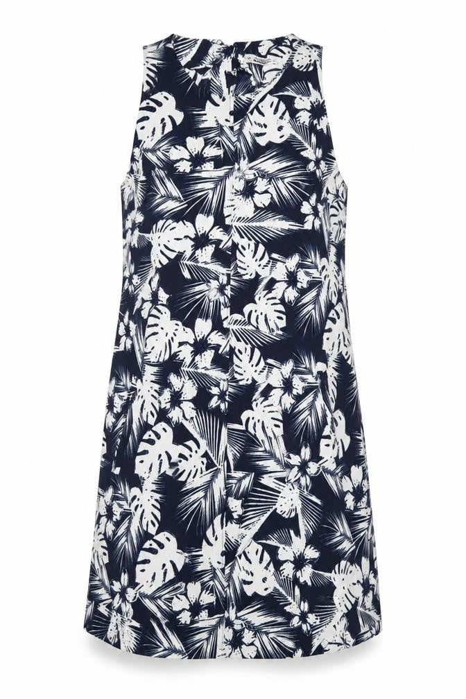 Pull&Bear Womens Blue Floral Polyester Shift Size M Round Neck Zip