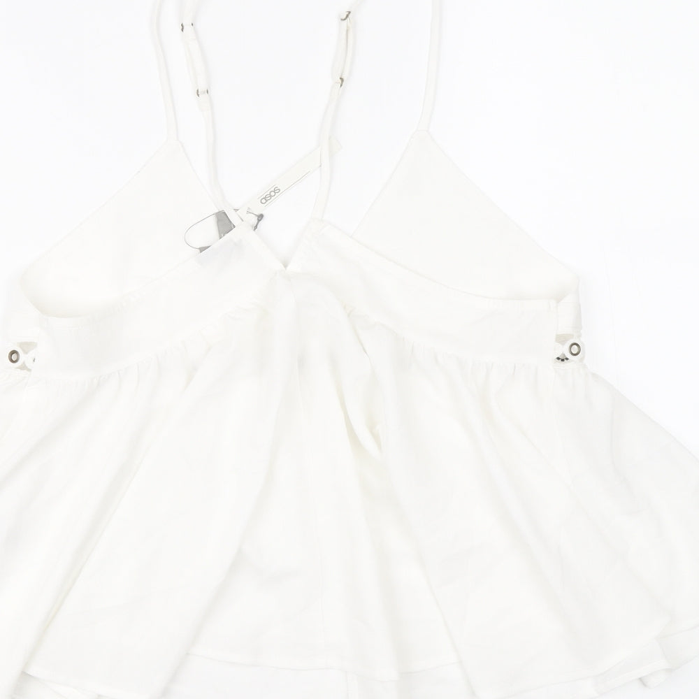 ASOS Womens Ivory Polyester Basic Tank Size 10 V-Neck