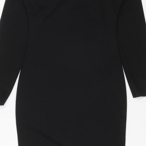 PRETTYLITTLETHING Womens Black Polyester Mini Size 6 Off the Shoulder Pullover