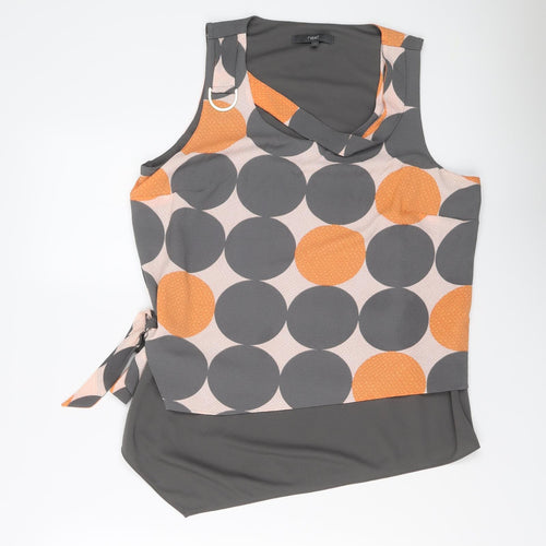 NEXT Womens Grey Geometric Polyester Basic Tank Size 16 Scoop Neck