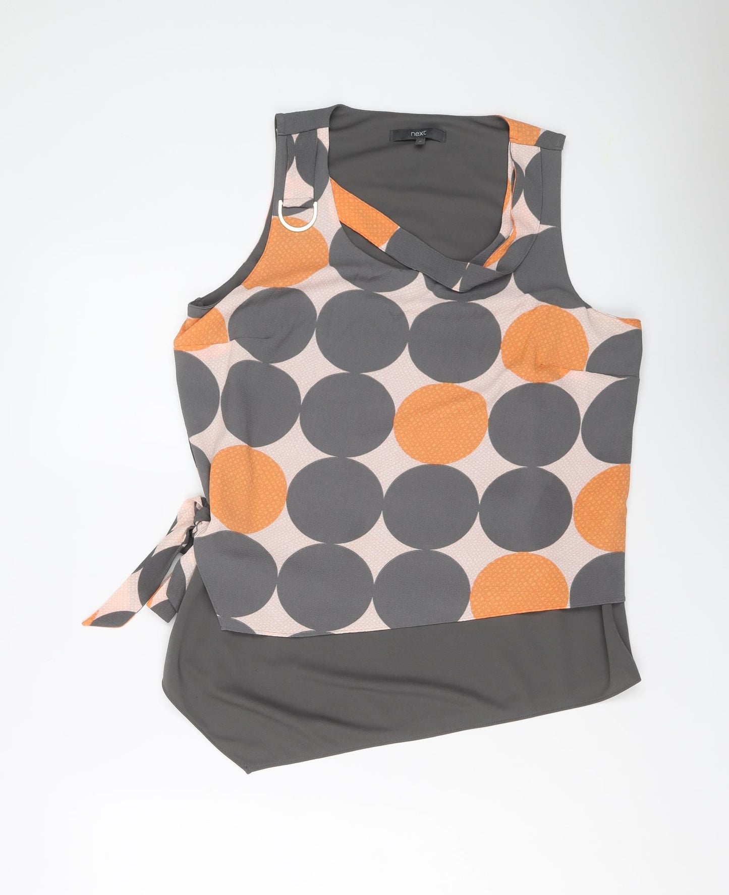 NEXT Womens Grey Geometric Polyester Basic Tank Size 16 Scoop Neck