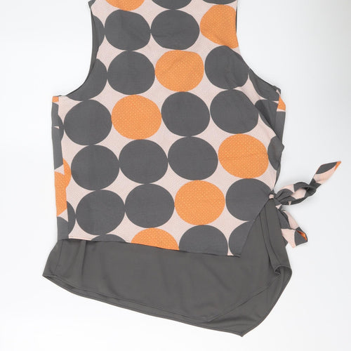 NEXT Womens Grey Geometric Polyester Basic Tank Size 16 Scoop Neck