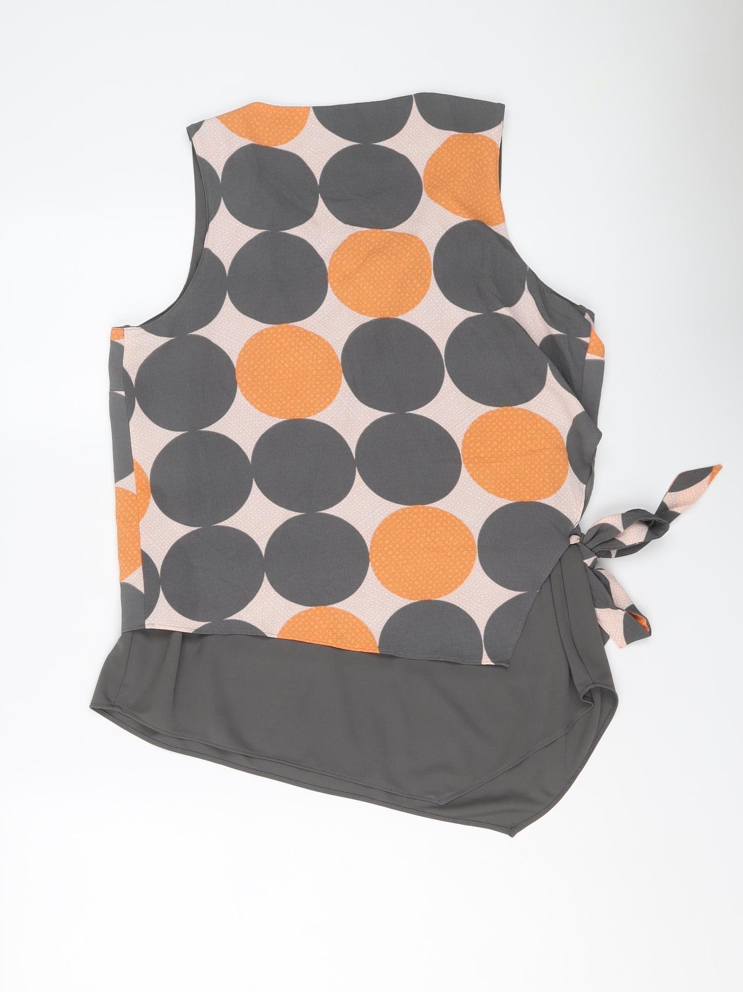 NEXT Womens Grey Geometric Polyester Basic Tank Size 16 Scoop Neck