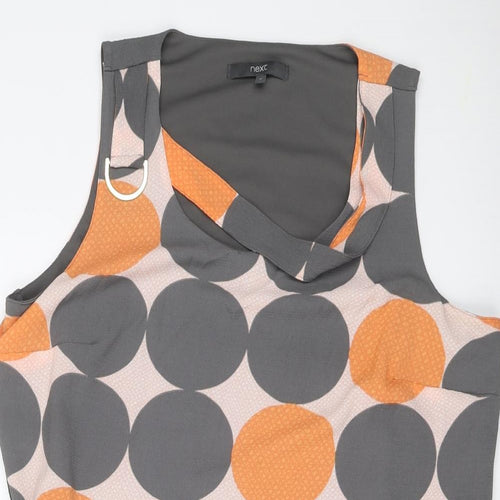 NEXT Womens Grey Geometric Polyester Basic Tank Size 16 Scoop Neck