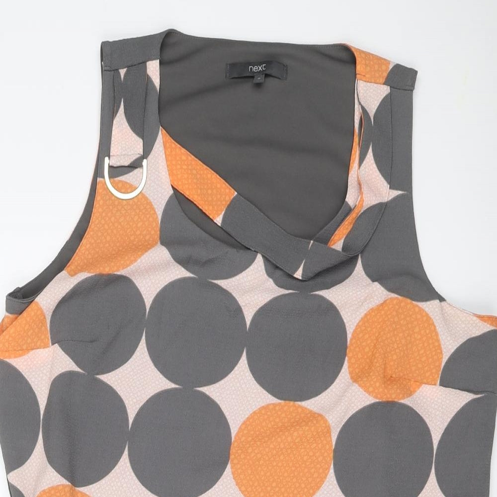 NEXT Womens Grey Geometric Polyester Basic Tank Size 16 Scoop Neck