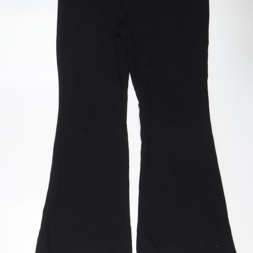 H&M Womens Black Cotton Trousers Size XL L30 in Regular