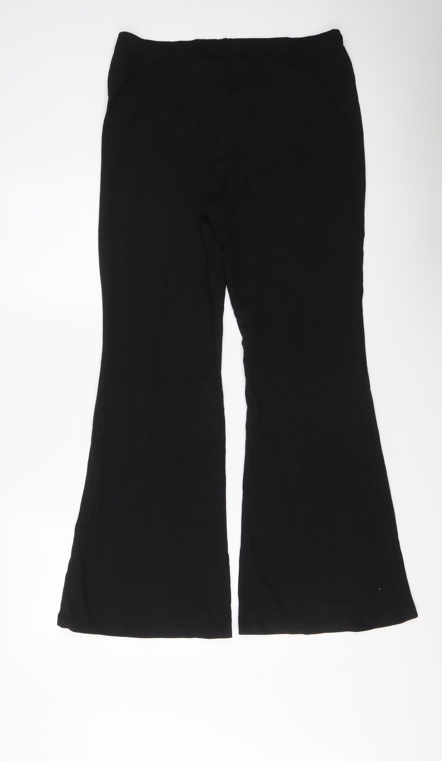 H&M Womens Black Cotton Trousers Size XL L30 in Regular