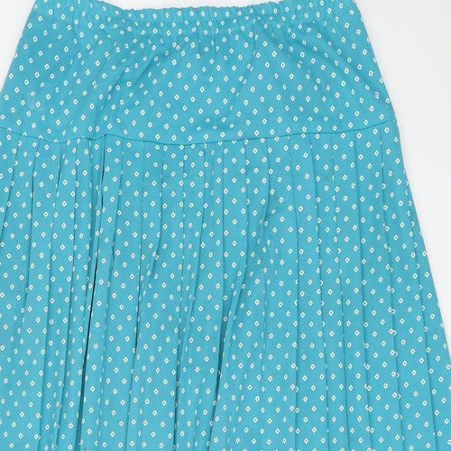 Fashion Extra Womens Blue Geometric Polyester Pleated Skirt Size 14