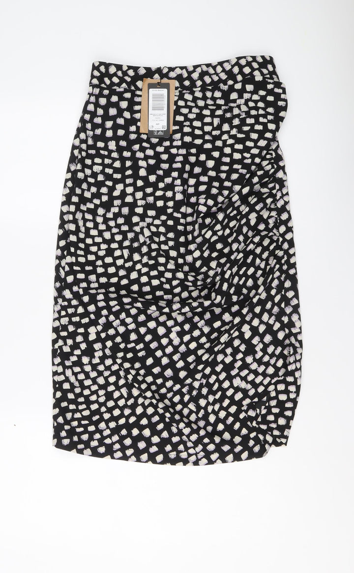 VERO MODA Womens Black Geometric Polyester A-Line Skirt Size M