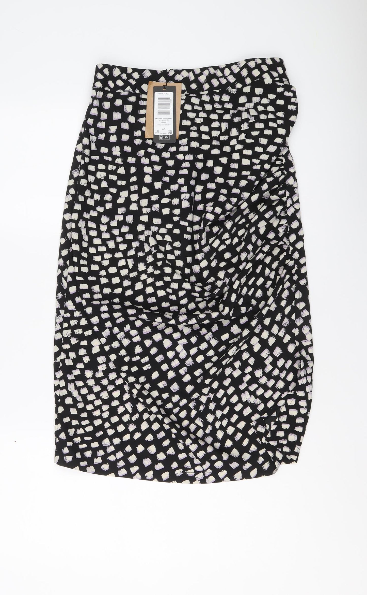 VERO MODA Womens Black Geometric Polyester A-Line Skirt Size M