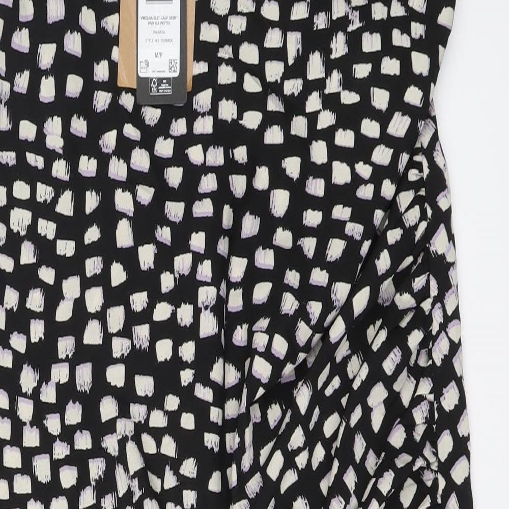 VERO MODA Womens Black Geometric Polyester A-Line Skirt Size M