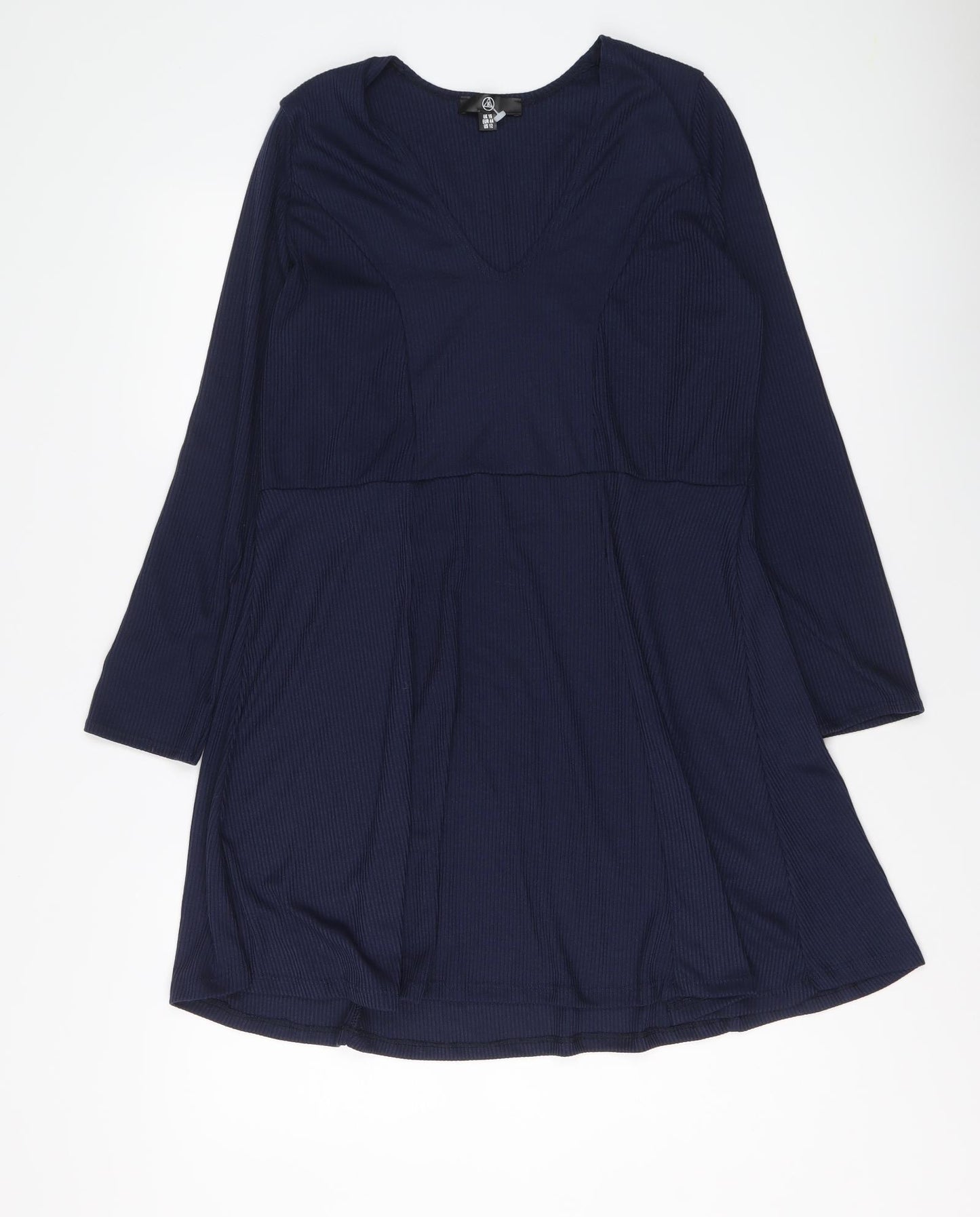 Missguided Womens Blue Polyester Trapeze & Swing Size 16 Round Neck Pullover