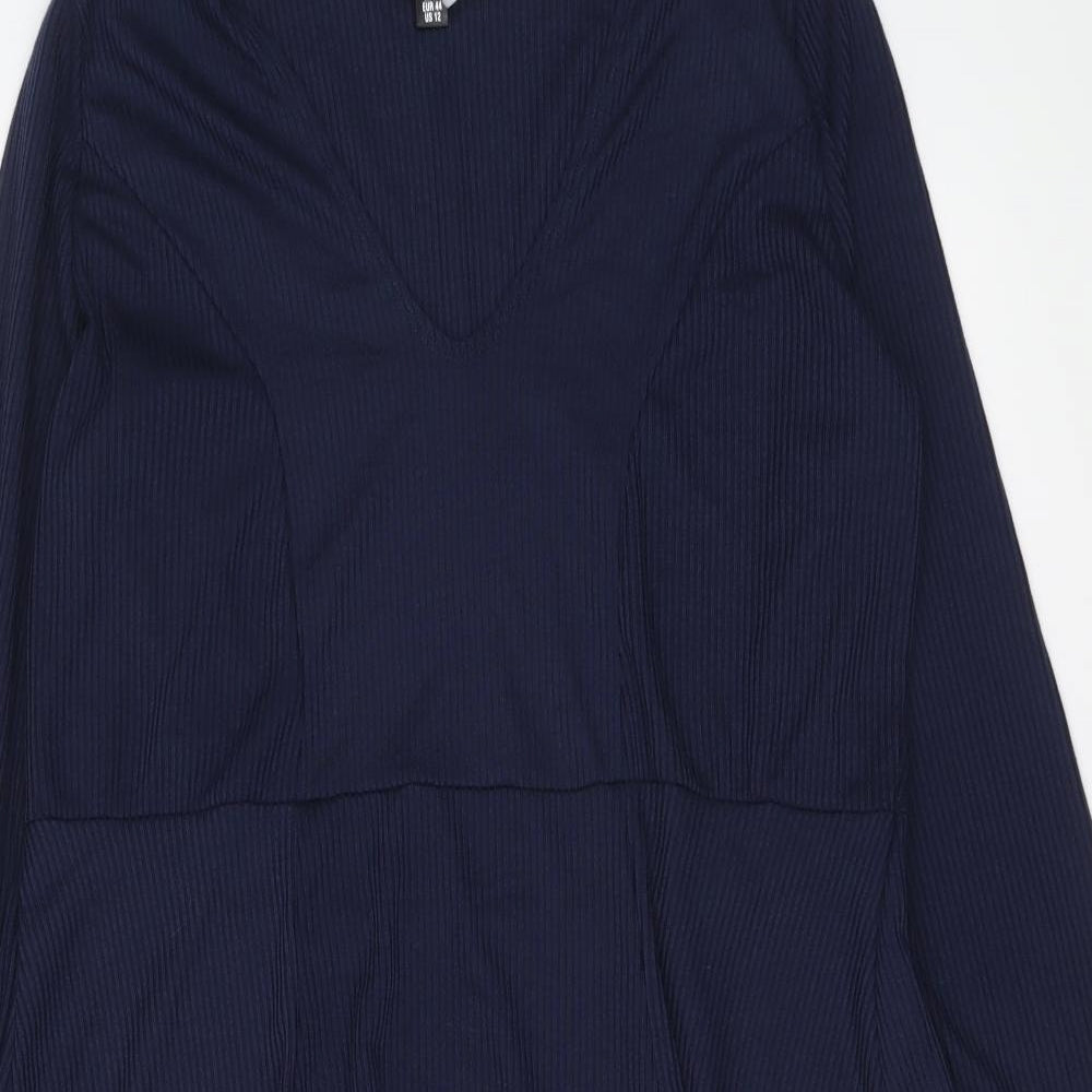 Missguided Womens Blue Polyester Trapeze & Swing Size 16 Round Neck Pullover