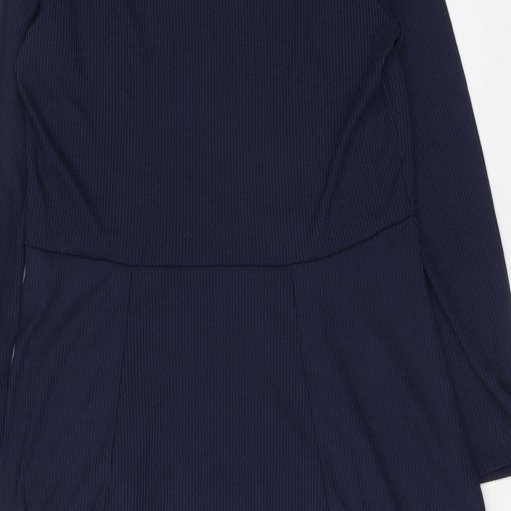 Missguided Womens Blue Polyester Trapeze & Swing Size 16 Round Neck Pullover