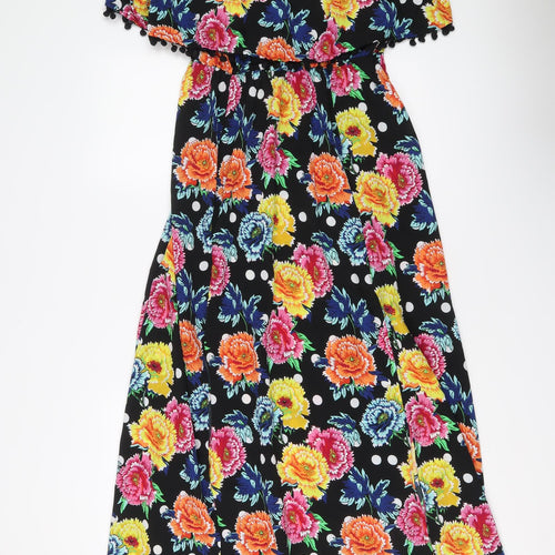ASOS Womens Multicoloured Floral Polyester Maxi Size 12 Round Neck Pullover