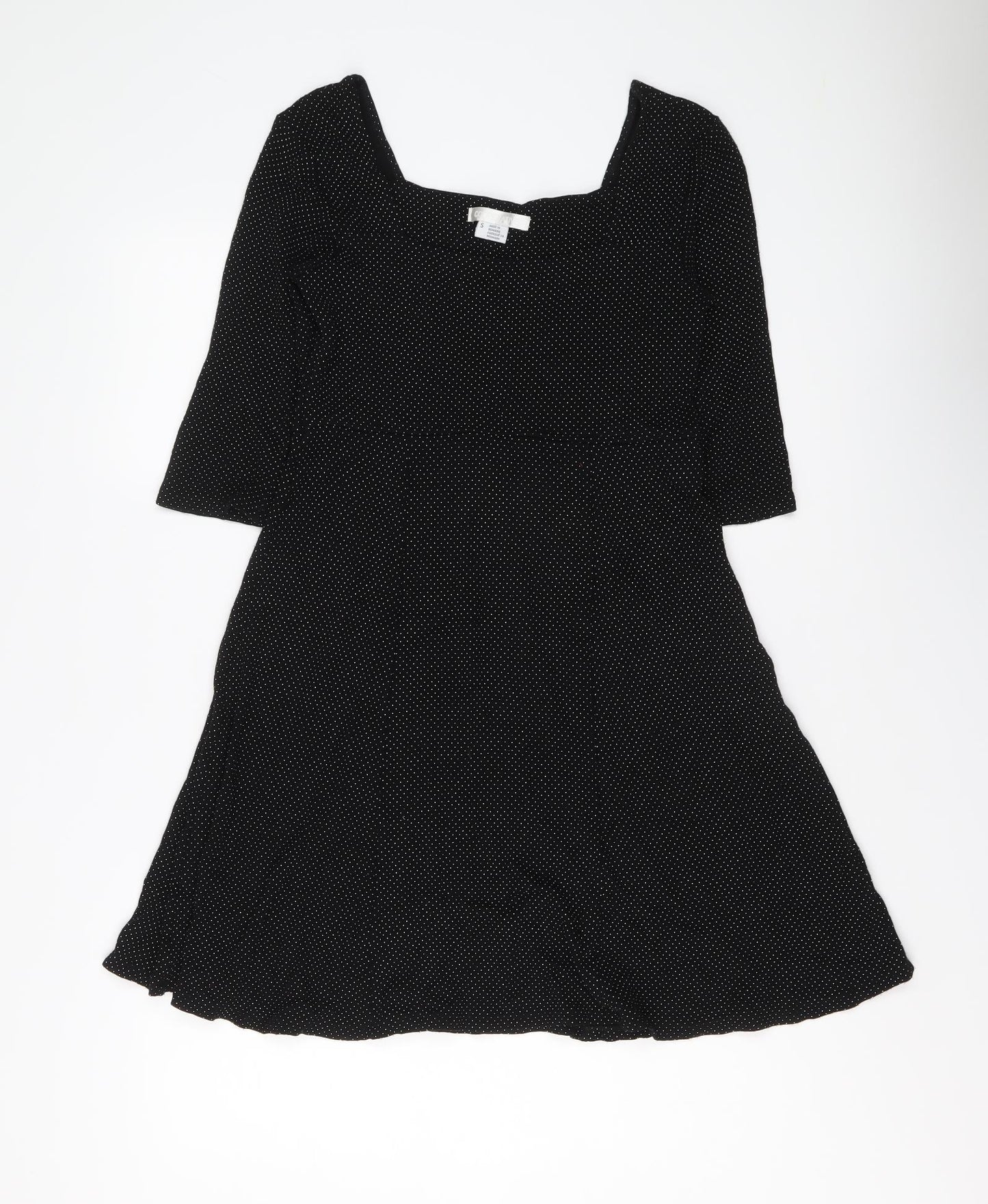 Cooperative Womens Black Polka Dot Viscose Trapeze & Swing Size S Round Neck Pullover