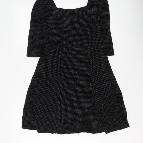 Cooperative Womens Black Polka Dot Viscose Trapeze & Swing Size S Round Neck Pullover
