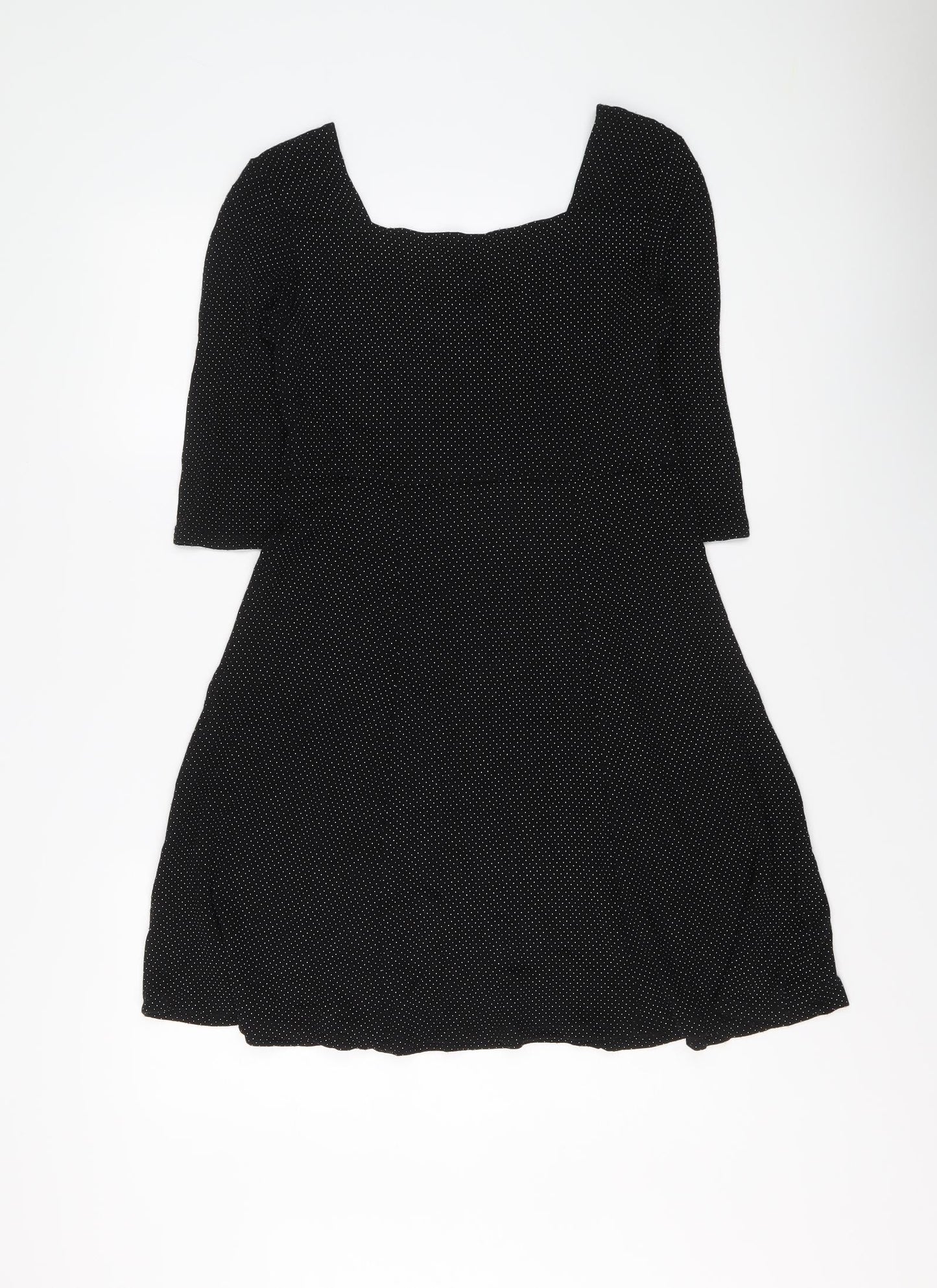 Cooperative Womens Black Polka Dot Viscose Trapeze & Swing Size S Round Neck Pullover