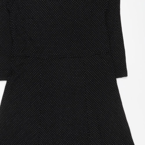 Cooperative Womens Black Polka Dot Viscose Trapeze & Swing Size S Round Neck Pullover