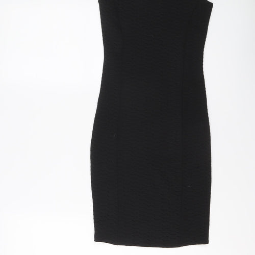 Miss Selfridge Womens Black Polyester Bodycon Size 6 Off the Shoulder Pullover