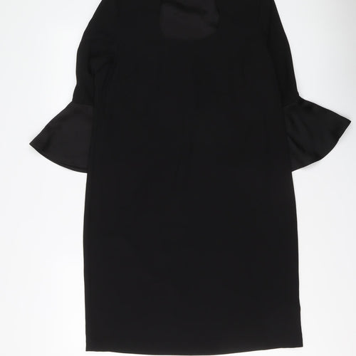 Marks and Spencer Womens Black Polyester A-Line Size 10 Round Neck Zip