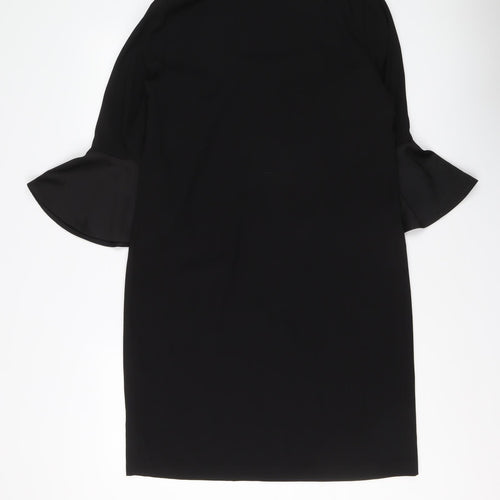 Marks and Spencer Womens Black Polyester A-Line Size 10 Round Neck Zip