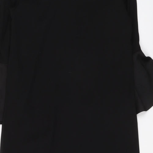 Marks and Spencer Womens Black Polyester A-Line Size 10 Round Neck Zip