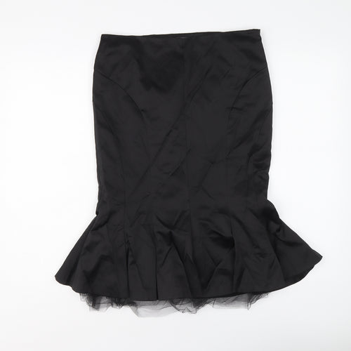 Oasis Womens Black Polyester Trumpet Skirt Size 10 Zip - Tulle underskirt