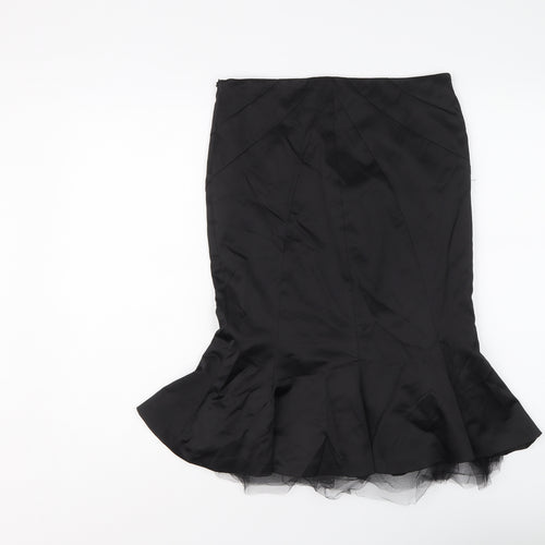 Oasis Womens Black Polyester Trumpet Skirt Size 10 Zip - Tulle underskirt