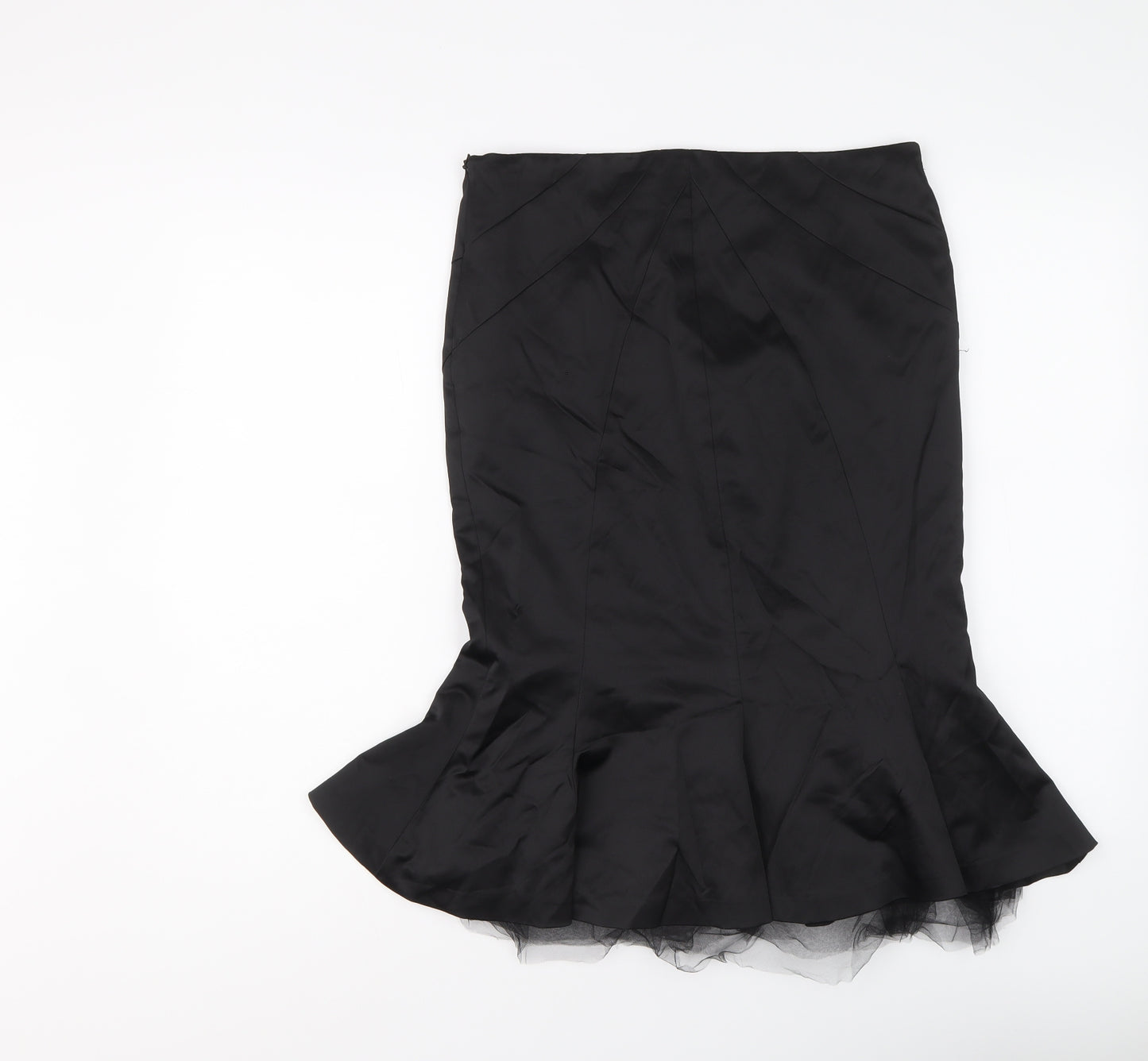 Oasis Womens Black Polyester Trumpet Skirt Size 10 Zip - Tulle underskirt