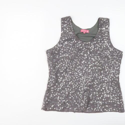 Strange Womens Grey Polyester Basic Tank Size 12 Scoop Neck