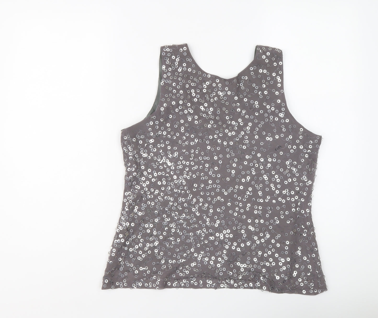 Strange Womens Grey Polyester Basic Tank Size 12 Scoop Neck